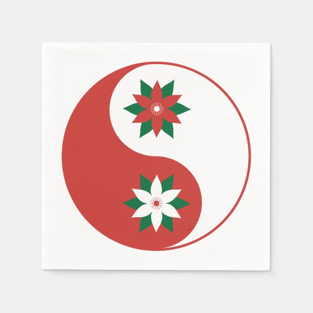 Jul Poinsettia Yin Yang Pappersservett (Framsidan)