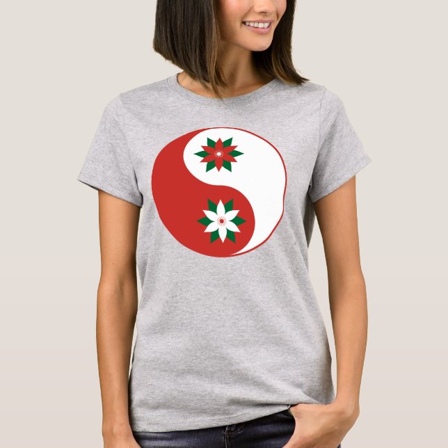 Jul Poinsettia Yin Yang T Shirt (Framsida)