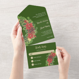Jul Poinsettias Bröllop Grönt & Red