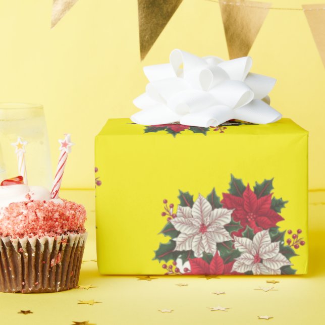 Jul Poinsettias Gift Wrap Helgdag Wrap Presentpapper (Födelsedagsfest)