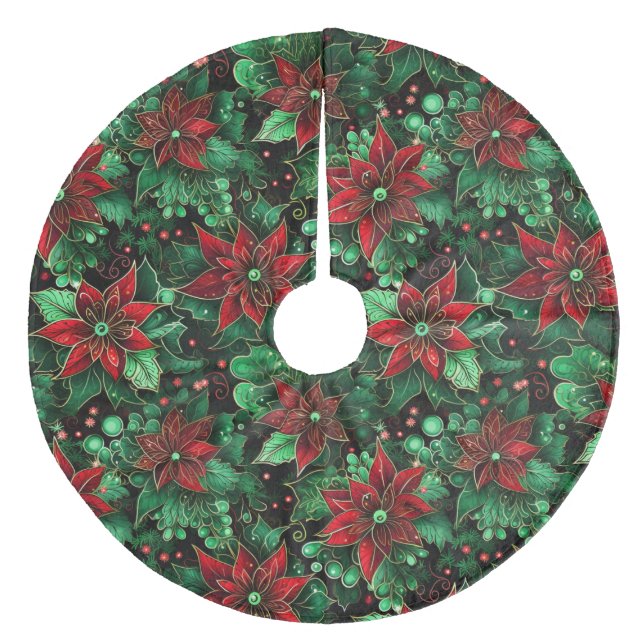 Jul Poinsettias Julgransmatta Fleece (Framsidan)