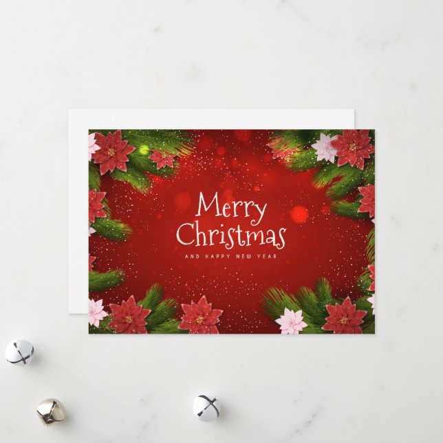 Jul Poinsettias Julkort (Fram/Back In Situ)