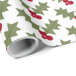 Jul Poinsettias med White Backing Presentpapper