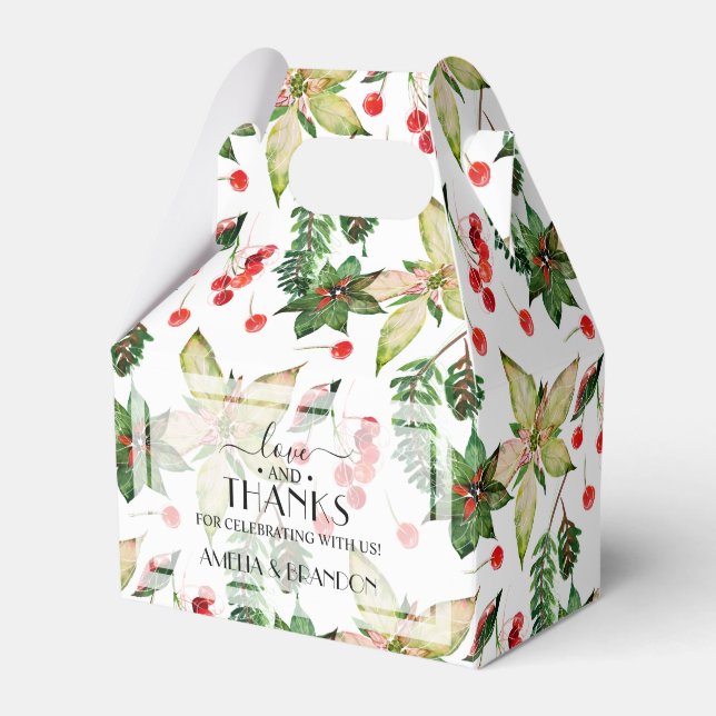 Jul Poinsettias och Berries Presentaskar (Framsidan Sidan)