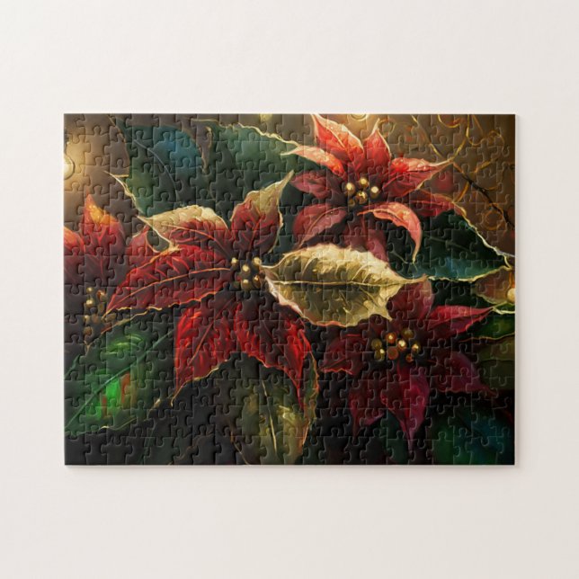 Jul Poinsettias Pussel (Horisontell)
