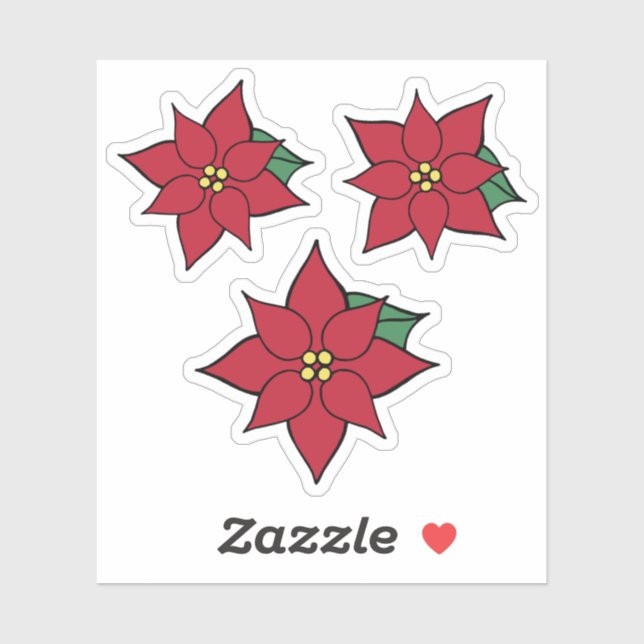 Jul Poinsettias Stickers Klistermärken (Ark)