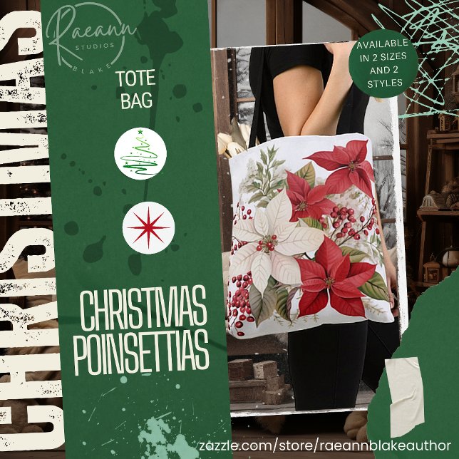 Jul Poinsettias Tote Bag Tygkasse (Skapare uppladdad)