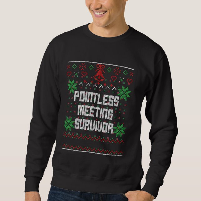 Jul Pointless Meeting Survivor Ugly Office Lång Ärmad Tröja (Framsida)