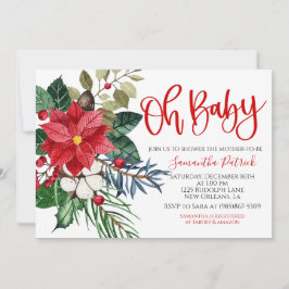 Jul Pointsettia Baby Shower-inbjudan Inbjudningar