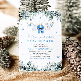 Jul Pojke Blue A Merry Little Shower Inbjudningar