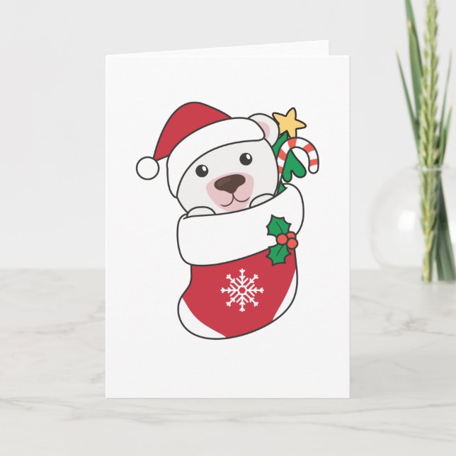 Jul Polar Björn Snö Vinter Djur Polar Helgkort (Framsida)