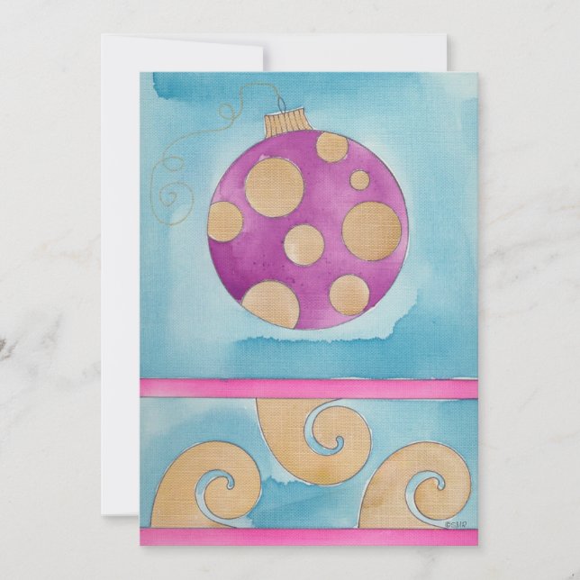 Jul Polka-utsmyckning - Flat julkort Meddelande (Framsida)