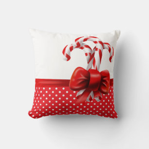 Jul-Polkagrisar Bow med Red and White Dot Kudde