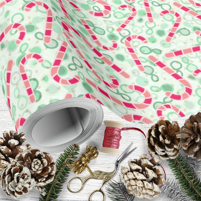 Jul-Polkagrisar på Paisley Struktur Presentpapper (Christmas-Candy Canes on Paisley Texture Wrapping Paper by Leapfroglisics Shop)