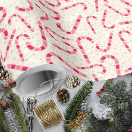 Jul-Polkagrisar-Red och Rosa-Cream Texturerad Presentpapper