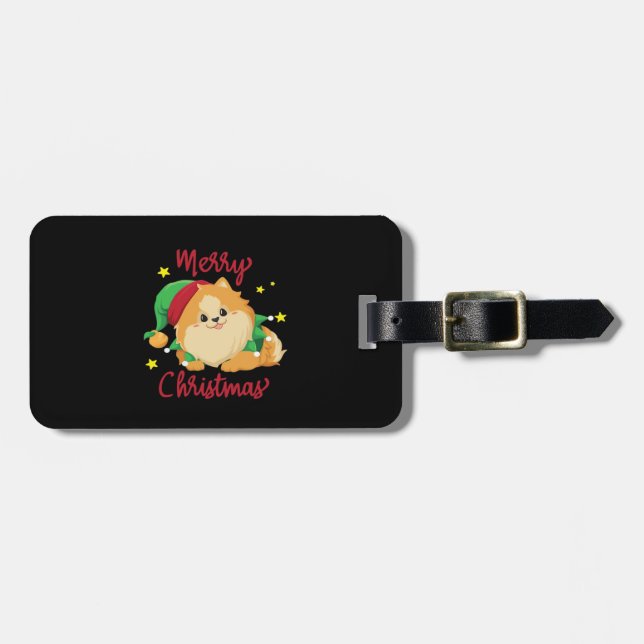 Jul Pomeranian God Jul Essential T-Shirt Bagagebricka (Horisontell Framsida)