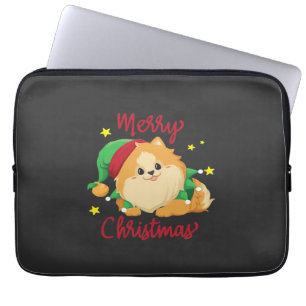 Jul Pomeranian God Jul Grundläggande T-Shirt Laptop Fodral