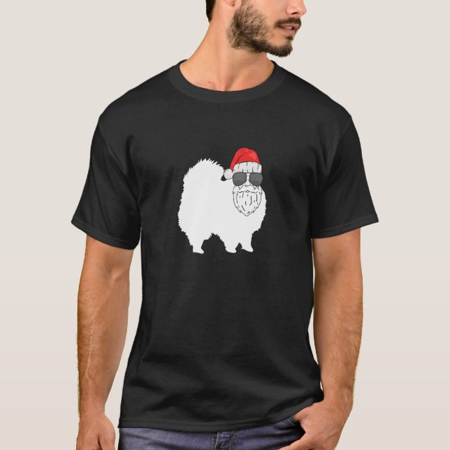 Jul Pomeranian Hund Har Klätt Sig Som Tomte T Shirt (Framsida)
