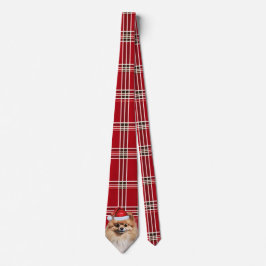 Jul Pomeranian Hund Röd Karo Jul Slips