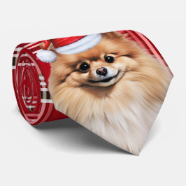 Jul Pomeranian Hund Röd Karo Jul Slips