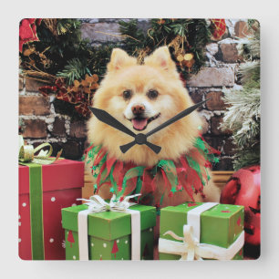 Jul - Pomeranian - Sammy Fyrkantig Klocka