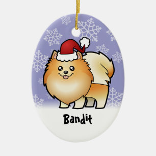 Jul Pomeranian (tillfoga ditt husdjurnamn), Julgransprydnad Keramik