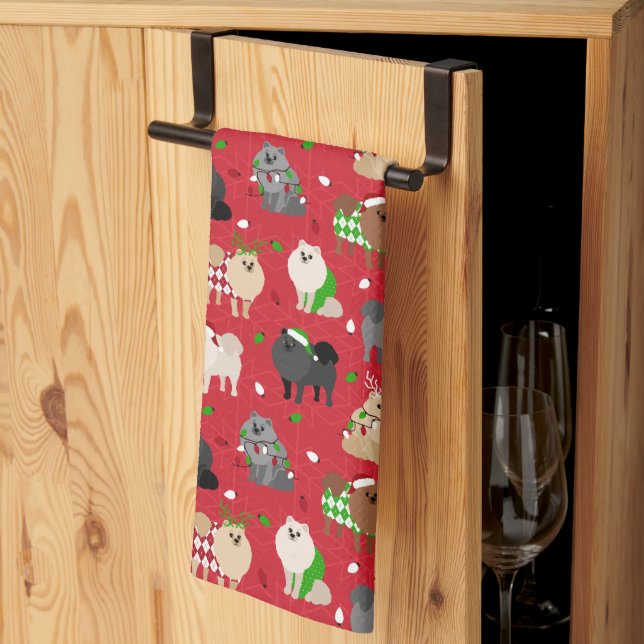 Jul Pomeranians Kökshandduk (Thirds Fold)