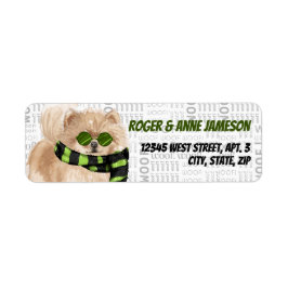 Jul Pommern-Hund i Scarf Adress Returadress Etikett