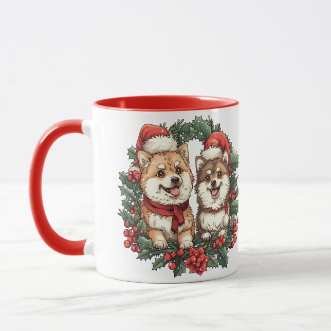 Jul Pommern Hundar Mistletoe Wandee Mugg (Vänster)