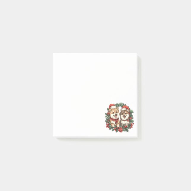 Jul Pommern Hundar Mistletoe Wandee Post-it Block (Framsida)