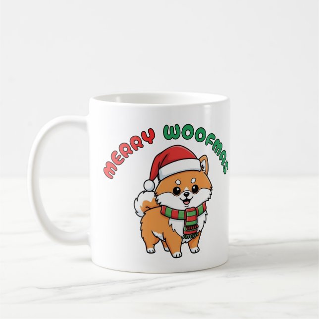 Jul Pommern Mugg: Merry Woofmas Kaffemugg (Vänster)