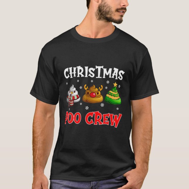 Jul Poo-Crew Funny Julstolpe T Shirt (Framsida)