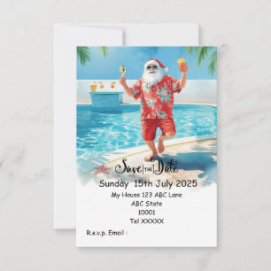Jul Poolparty – Tomte Spara datum Inbjudningar