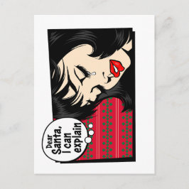 Jul Pop Art Flickan Tomte Jag Kan Förklara Vykort