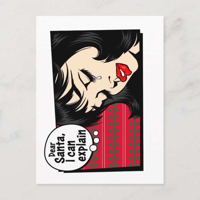 Jul Pop Art Flickan Tomte Jag Kan Förklara Vykort (Framsida)