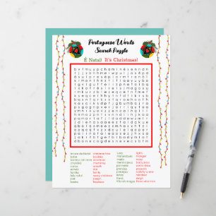 Jul - Portugisiska Ord Search Puzzle för barn