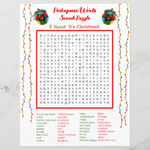 Jul - Portugisiska Ord Search Puzzle för barn