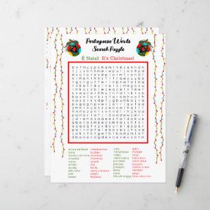 Jul - Portugisiska Ord Search Puzzle för barn