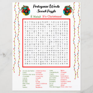 Jul - Portugisiska Ord Search Puzzle för barn