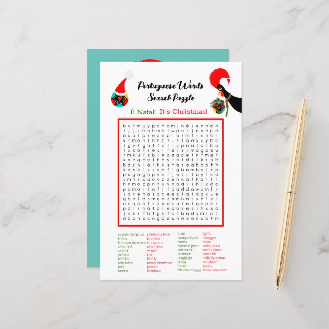 Jul Portugisiskt Ordletspussel för Barn (Fram/Back In Situ)