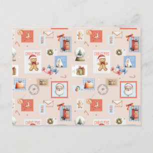 Jul post Frimärken Tomte ren godis Vykort