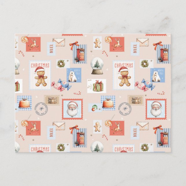 Jul post Frimärken Tomte ren godis Vykort (Framsida)