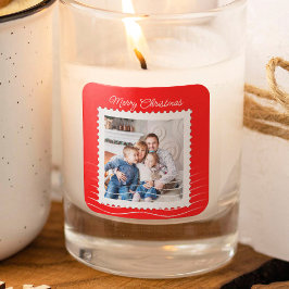 Jul Postage Frimärke Modern Photo Red Fyrkantigt Klistermärke