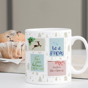 Jul Postage Frimärke på Beige Gräs Träd Kaffemugg