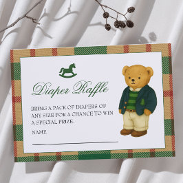 Jul Preppy Bear Baby Shower Raffle Tilläggskort