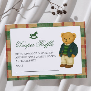 Jul Preppy Bear Baby Shower Raffle Tilläggskort