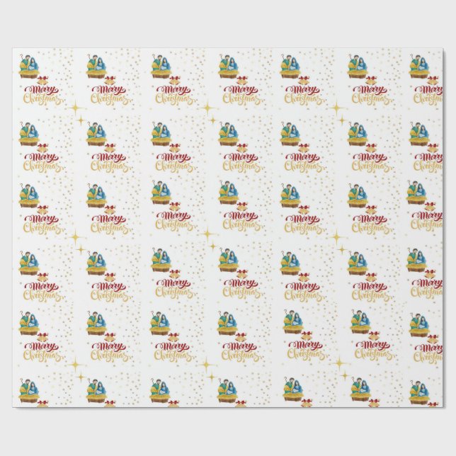 Jul Presenning Nativitets Scen Presentpapper (Platt)