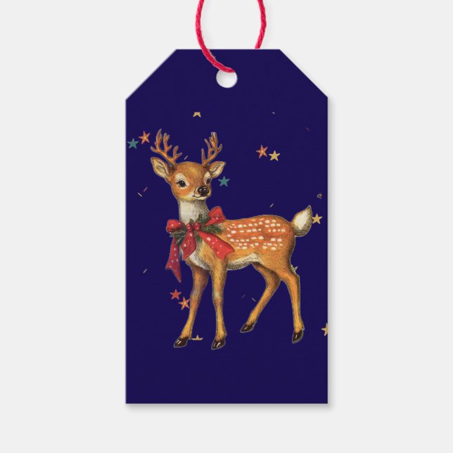 JUL PRESENTKORT HJORT PRESENTETIKETT (Framsidan)