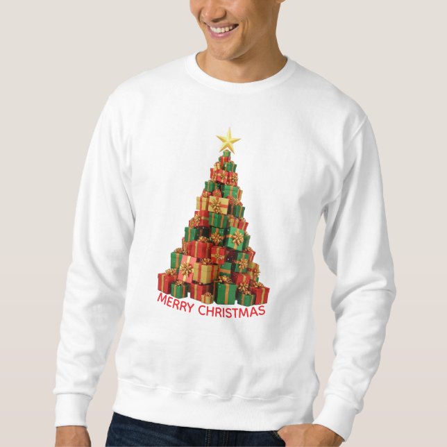 Jul presentstapel Träd Lång Ärmad Tröja (Framsida)