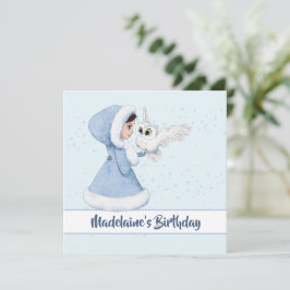 Jul Princess Birthday Uggla Winter Snöflingor Inbjudningar